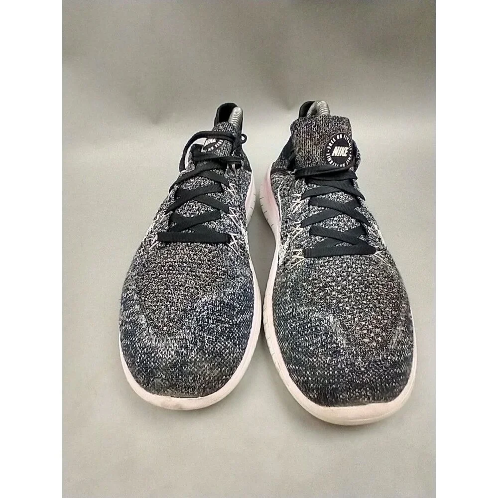 Nike Womens 9.5 Free RN Flyknit 942839-007‎ Black Pink Running Shoes Sneakers